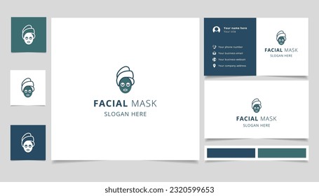 Facal mask logo design with editable slogan. Branding book and business card template.