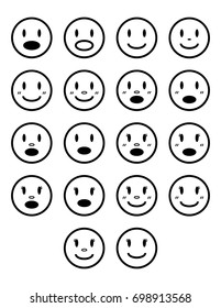 Black Contour Smilies Icons Different Emotions Stock Vector (Royalty ...