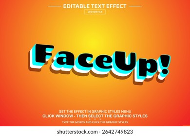 Face up 3D editable text effect template