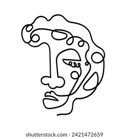 Face abstract artistic one line illustration
