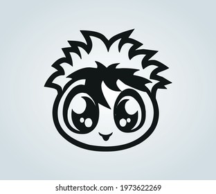 face with abstract character expression in silhouette for illustration