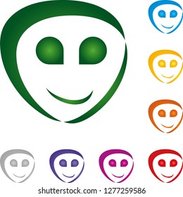 Face abstract in different colors collection