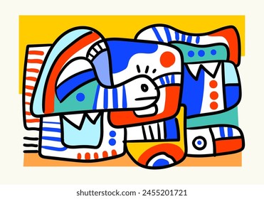 
cartel geométrico abstracto de la cara. Fondo inconsútil, diseño del cartel. Ilustración vectorial