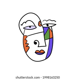 vector de diseño de ilustración de arte de abstracción facial. rostro abstracto minimalista. hombre o mujer cubismo