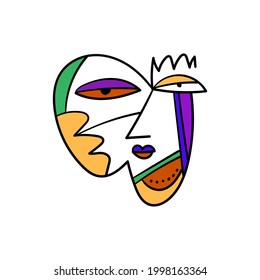 face abstraction art illustration design vector. minimalistic abstract face. cubism man or woman