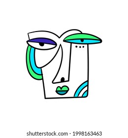 face abstraction art illustration design vector. minimalistic abstract face. cubism man or woman