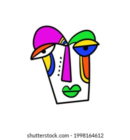 face abstraction art illustration design vector. minimalistic abstract face. cubism man or woman