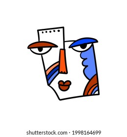 face abstraction art illustration design vector. minimalistic abstract face. cubism man or woman