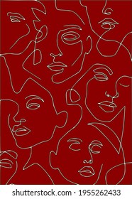 face abstraction vector image in red