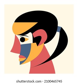 face abstraction wall art illustration design vector.