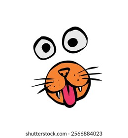 Face absurd cats cartoon funny hand drawn illustration vector