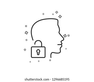 Face accepted line icon. Access granted sign. Unlock system symbol. Geometric shapes. Random cross elements. Linear Unlock system icon design. Vector