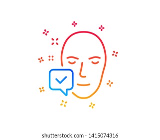 Face accepted line icon. Access granted sign. Facial identification success symbol. Gradient design elements. Linear face accepted icon. Random shapes. Vector