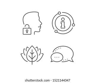 Face accepted line icon. Chat bubble, info sign elements. Access granted sign. Unlock system symbol. Linear unlock system outline icon. Information bubble. Vector