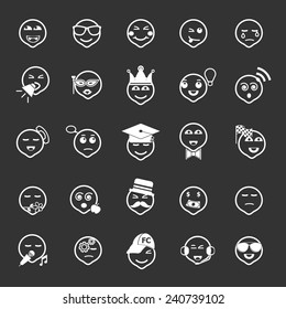 Face action line icons on gray background, stock vector
