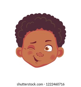 Face of African boy. Emotions of african american boy. Facial expression. Face vector illustration