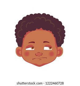 Face of African boy. Emotions of african american boy. Facial expression. Face vector illustration