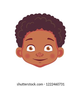Face of African boy. Emotions of african american boy. Facial expression. Face vector illustration