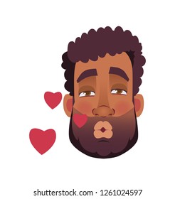 Face of African man. Blowing kiss man vector illustration