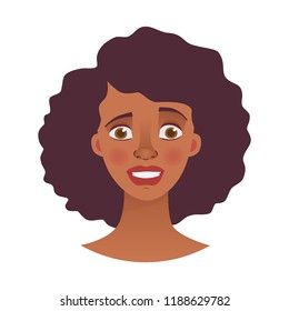 Face of African woman. Emotions of african american woman face. Facial expression vector illustration