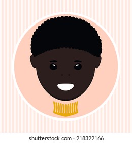 A face of African-American boy in round shape