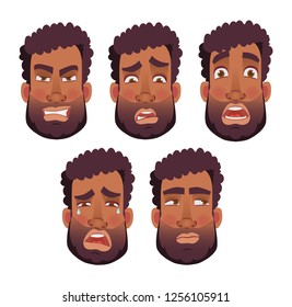 Face of afro man. Vector illustration set