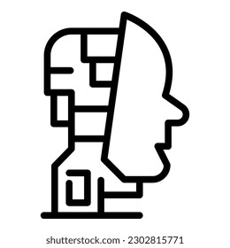 Face ai robot icon outline vector. Cute bot toy. Space smart