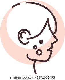 Face allergy, illustration or icon, vector on white background.