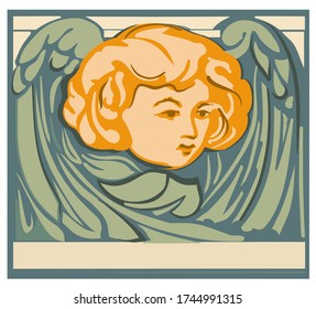 Face of an angel, vector clipart, modern style.