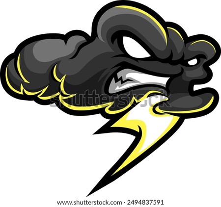 face angry cloud  lightning mascot logo