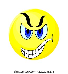face with angry emotion, drawing on white background, vector illustration