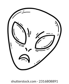 La cara de un enfurecido extraterrestre verde al estilo de las caricaturas del doodle
