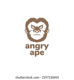 Face Angry Primate Ape Logo Design