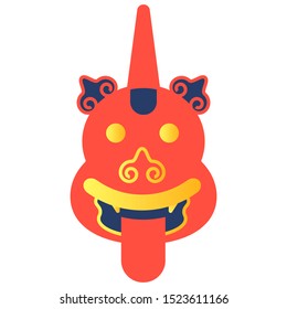 The face of the animal of Chinese mythology Ludun. Illustration on a white background. Vector.