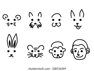 Face animal and human vector - Shutterstock ID 338726399