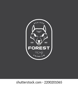 face animal wolf with badge logo design