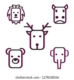 Face Animal Zoo With Line Art