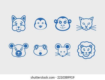 Face animals icon collection vector