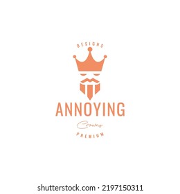 face annoying king crown logo design