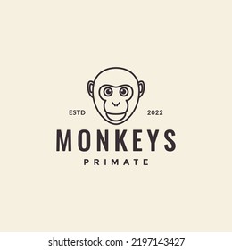 face ape monkey minimal hipster logo design