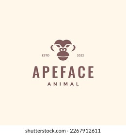 face ape primate monkey animal tree hipster logo design vector icon illustration