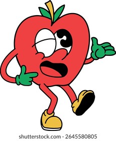 face apple expression vintage character illustration color