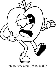 face apple expression vintage character illustration coloring book