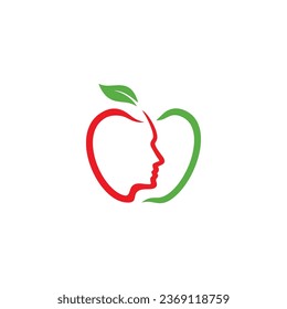 face apple fruit logo icon silhouette abstract