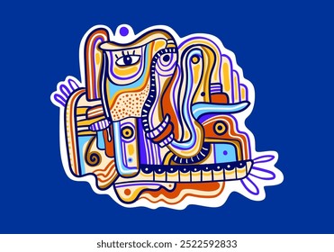  Elemento del arte de la cara aislado en el fondo blanco.
