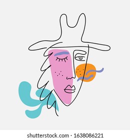 face art print vector modern poster