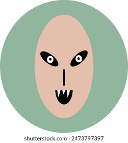 Face art profile picture icon Devil's vector illustration