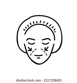 icono de aumento de la cara ilustración vectorial en blanco y negro. Curso de contorno modificable.