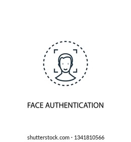 face authentication concept line icon. Simple element illustration. face authentication concept outline symbol design. Can be used for web and mobile UI/UX