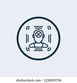 Face authentication outline icon. Facial biometric identity. Silhouette of male head in recognition camera. Technology of human verification in modern devices. Security innovation system.